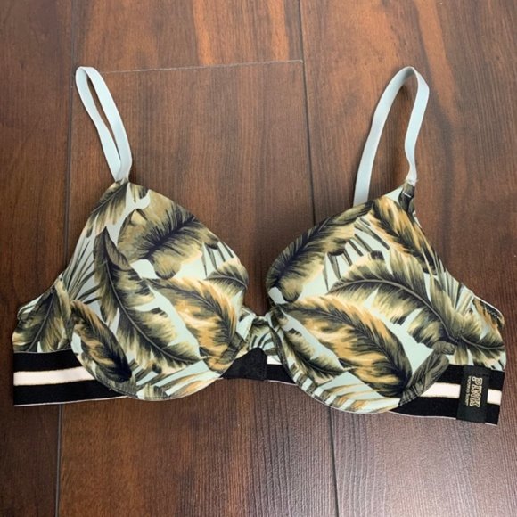 Victoria's Secret Pink Palm Leaf Wear Everywhere Pushup Bra - Picture 2 of 7